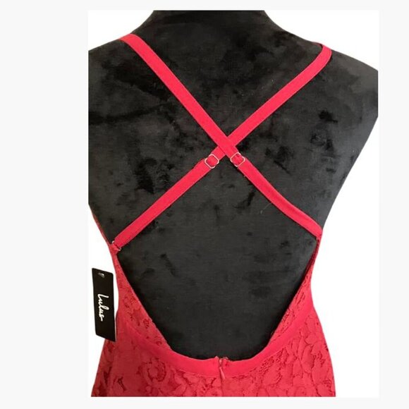 Lulus Dancing in the Moonlight Mini Dress in Red Wine Size M NWT Scarf Separate - Picture 7 of 13